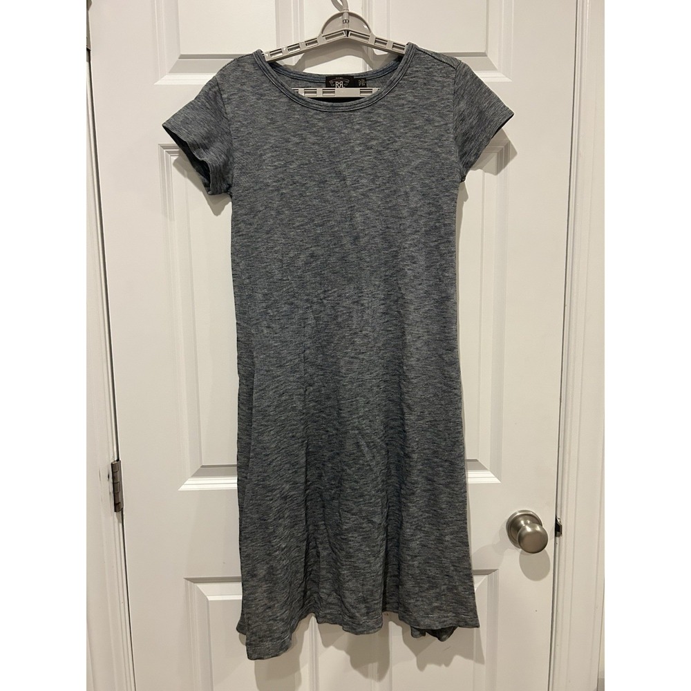 RRL Double RL Shirt Dress Womens Size 2 Blue Wavy Knit EUC